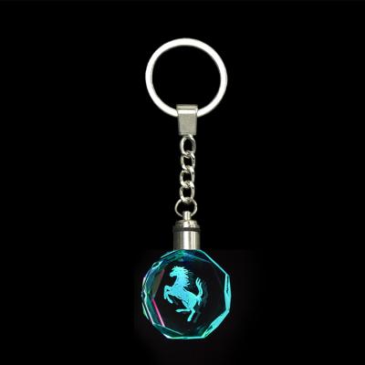 China Latest horse crystal pattern souvenir gift decoration products key chain custom logo led crystal keychains K9 for sale