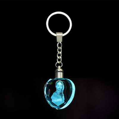 China Modern Custom Wholesale White Stones Crystal Therapy Heart Portrait Crystal Key Chain for sale