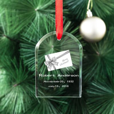 China Europe High Quality Custom Hanging Ornament White Carving Glass Crystal Christmas Ornaments for sale