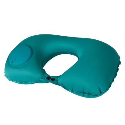 China Travel Neck Pillow Compressor Inflatable Comfortable U-Shape Headrest Support with Compression Bag for Office Train Car Airplane for sale