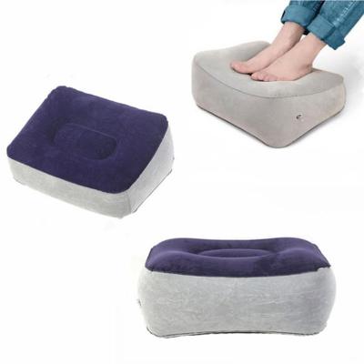 China PVC Inflatable Inflatable Foot Pad Travel Foot Rest Flocking Pillow Relax Cushion for sale