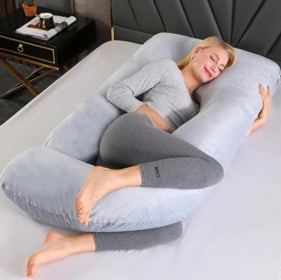 China Wholesale Nondisposable Large Velvet J Shape Full Body Pregnancy Pillow Cotton Feeding Pregnant Woman Waist Support Side Sleep Pillow for sale