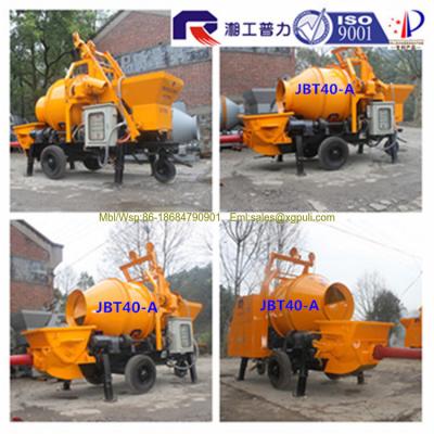 China 380v Aangepast Concrete Mixer Pump Trailer 37kw Motor Power plc control Te koop