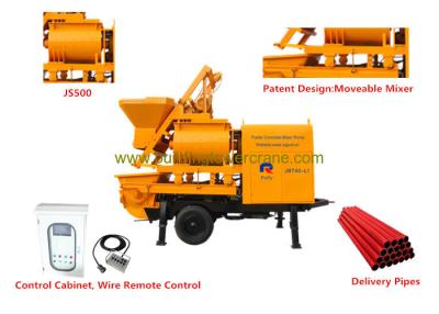 China Double - shafts Concrete Mixer Pump Trailer Hopper Capacity 800L for sale