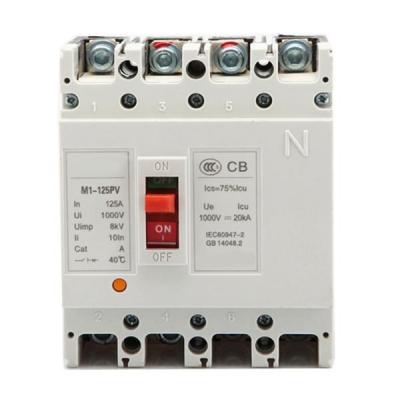 China Direct current (DC) drive circuit applications. Molded Case Solar MCCB 4P 1000VDC 125A Circuit Breaker for sale