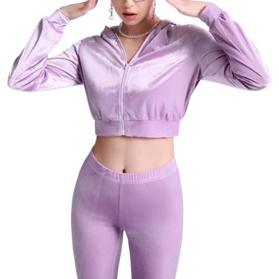 China DEC Breathable OEM Rhinestone Velvet Tracksuit 2 Piece Sets Fasion Letter Logo Velor Tracksuit For Women Casual Rocket Pants Custom Made for sale