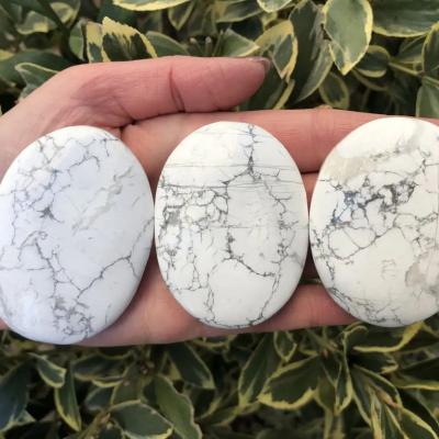 China China Wholesale Natural Gemstone Crystals Healing Palm Stone Howlite Palms For Home Decoration for sale