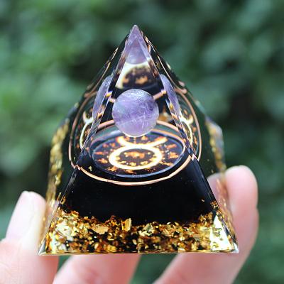 China China Popular New Product Popular 12 Constellations Crystal Pyramid Decoration 12 Constellations Chakra Resin Dropping Glue for sale