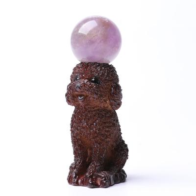 China China Wholesale high quality crystal ball resin base carp carving Teddy shape crystal stand for sale