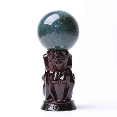 China China Wholesale  high quality crystal ball resin base carp carving three goddess shape crystal stand for sale