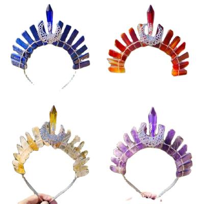 China China Natural crystal hair band, obsidian, central southern pillar, moon accessory, hand tied European and American crown for sale