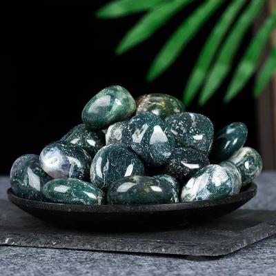 China China Wholesale Natural Reiki Crystals Stones And Crystals Green Moss Agate Crystals Tumbled Stone for sale