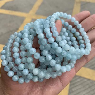 China VASE High Quality Hot Sale Aquamarine Beaded Bracelet hot Sea Blue Gemstone Natural Elegant Aquamarine Stone Bracelet for sale