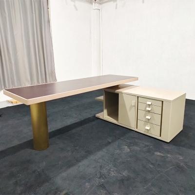 China Hot Selling Long Table L Shape Modern Office Home Office Style Set Furniture Storage Table Desk With 4 Drawers for sale