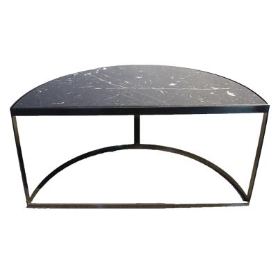 China Marble top custom interior Nordic metal arc porch table semicircle living room sofa edge arch black marble bedside table for sale