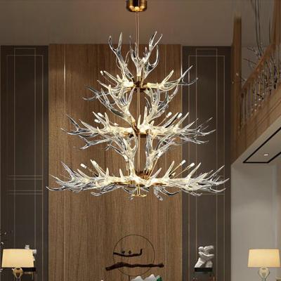 China Modern Customized Luxury Creative Branch Decorated Antler Lamps Living Room Branch Lamps Cafe Shaped Vintage Acrylic Chandeliers for sale