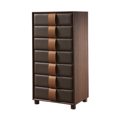 China Custom made bedside indoor side cabinet hotel villa cabinet storage home solid wood nordic wood leather wardrobe real for sale