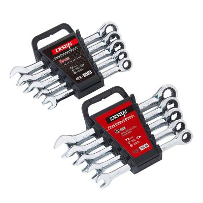 China Durable 72 Teeth 10 Pcs Metric And SAE Size CRV Ratchet Spanner Combination Wrench Set for sale