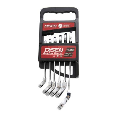 China Premium 6pcs Chrome Vanadium Steel Flexible Ratchet Wrench Head Tool Kit for sale