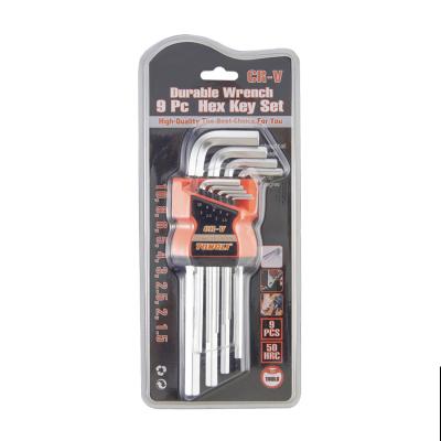 China & CR40; Carbon Steel Din ANSI Standard 5 Sided Long Middle Arm Allen Wrench Set for sale