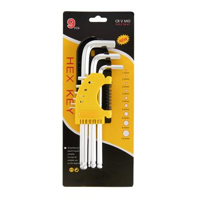 China & CR40; Durable Carbon Steel Ballpoint Pen 9pcs Long Hex Wrench Medium Allen Wrench Set for sale