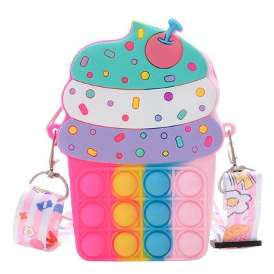 China Soft Toy Shoulder Messenger ice pop bags popit fidgety person toy apple shaped gift for sale