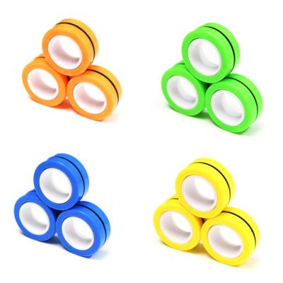 China 2022 Eco-friendly Material Decompression Magnetic Hand Finger Rotating Ring Big Stress Anxiety Relief Toy Fingertip Magnetic Ring for sale