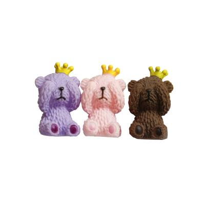 China Children's Educational Funny Toy Cute Toy Cute Pink Bear Crown Bear Pu Stress Ball Music Whole BB Called Decompression Duct Toy Wholesale for sale