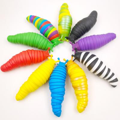 China Eco-friendly material fidgety person slug stress sticky relief tiktok stretch fidgety slug luminous articulated sensory toy for sale