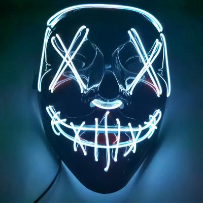 China Halloween Cosplay Fashion Masks Election Mascara Costume DJ Party Neon Light LED Mask Hot Bleed Up EL Masks Glow Dark Punk for sale