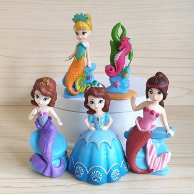 China Hot sale 5pcs cartoon toy a number set princess sophia display figure pvc cake topper figure for decoration for sale