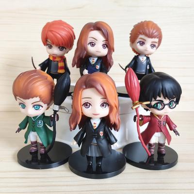 China Hot Selling 6pcs Cartoon Toy A Set Q Version Harry Figure PVC 10cm High Quality Potter Action Number For Gifts for sale