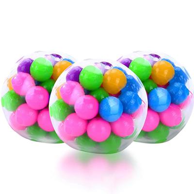 China Sensory TPR Rainbow Squeeze Ball Restless Person Toy DNA Colored Beads Relaxation TPR Ball Glue Soft Grape Burr Pinch Squeeze Kids Gift for sale