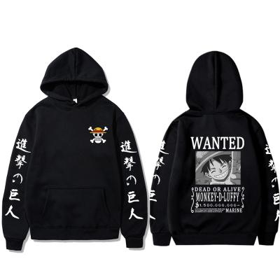 China Breathable Japanese Anime Attack on Titan Full Body Luffy One Piece Hoodie Sweatshirt Casual Harajuku Pullover Unisex for sale