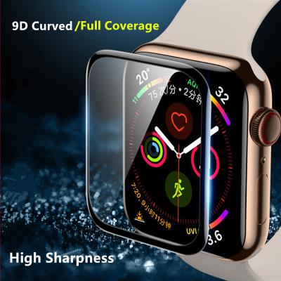 China Ultrathin Soft Glass For Apple Watch 7 45mm 41mm iWatch Series 6 5 4 3 Full Se 44mm 40mm 42mm 38mm 9D HD Movie Apple Watch Screen Protector for sale