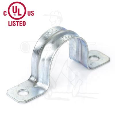 China Pipe Clamp UL Listed Two Hole Galvanized Steel Strap With Pipe Fitting for sale