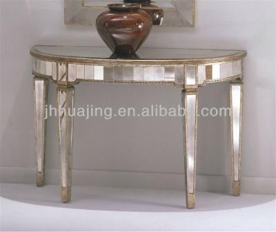 China Contemporary Hot Sale Antique Gold Trimmed Semicircle Dressing Table /Hall Desk/Console for sale