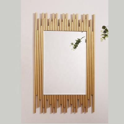 China Large Shed Contemporary Wide Bevel Edge Gold Frame Square Metal Mirror Decor Wall for sale