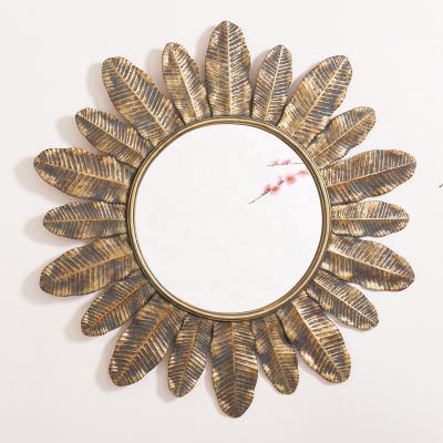 China Wall Decoration 3D Metal Arrival Leaf The New View Of Wall Mirror Decorations For Home for sale