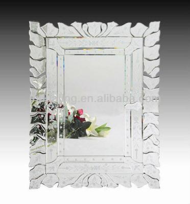 China Hot Sale Rectangular Romantic Etched Beveled Venetian Wall Mirror For Hotel Medium Size Mirror for sale