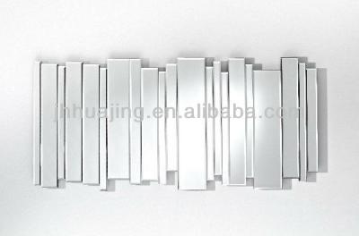 China Contemporary Deco Strips Side By Side Beveled Glass Art Wall Mirror Restaurant / Hotel Mirror Wall Decor for sale