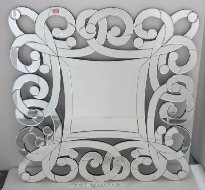 China Square Design Wall Decoration Modern Carved Decorative Mirror for sale