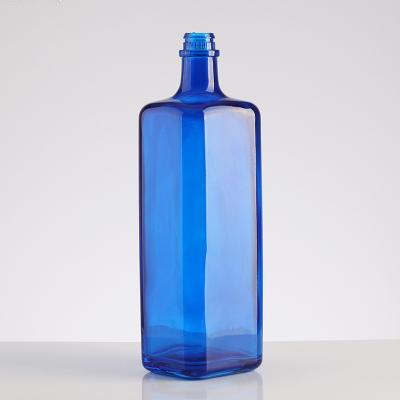 China Wholesale Beverage Brewing Originality Crystal Flint Cobalt Blue Square Glass Bottle for sale