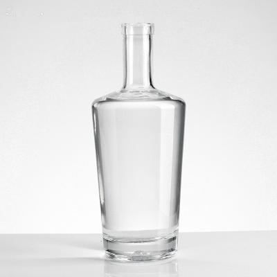 China 750ml 75cl Beverage Long Neck Cylindrical Shape Vodka Glass Transparent Empty Bottle With Cork Stopper for sale