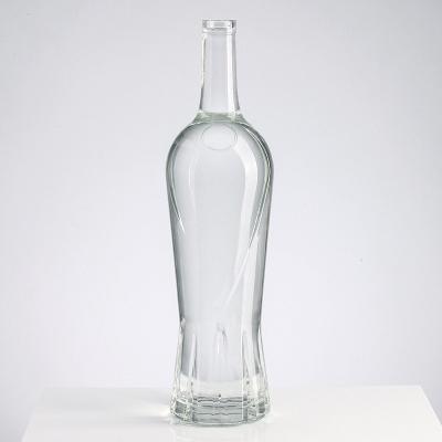 China 1.5L Beverage Long Neck Exquisite Embossed Single Smooth Glass Wine Bottle for sale