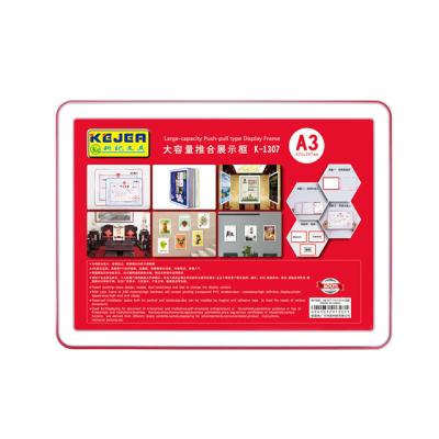 China ABS+PVC A4 A5 A6 kejea menu photo advertising sign large capacity push-pull type plastic PVC display frame for trading company for sale