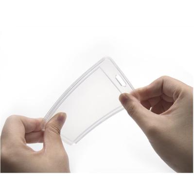 China Factory Supply Business Card Holder PP Card Holder Thin Two Side Transparent Clear Lightweight Badge ID Card Protector For Business for sale