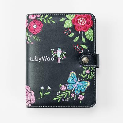 China Embroidery Softcover Refillable Writing Closure Labon Binder Soft Cover Personal Organizer for A6 Insert Loose Leaf Paper for sale