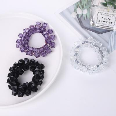 China Women's Ponytail Bun Hairstyle Rope Scrunchies Headdress Hair Accessories Crystal Beaded Hair Tie Elastic Girl Hair Decoration New for sale