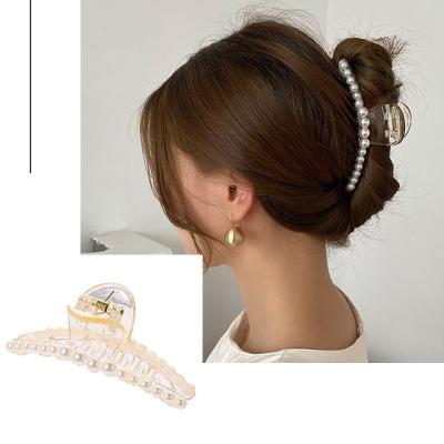 China Acrylic Hair Accessories Crab Hairpin Crab Type Hairpin Elegant Women Hair Dish Pearl Hairpin Claw New Big Large for sale